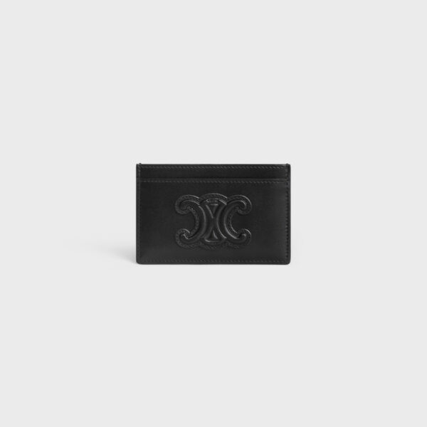 셀린느 퀴르 트리옹프 샤이니 송아지 가죽 카드 홀더 블랙 10B703EMH.38NO